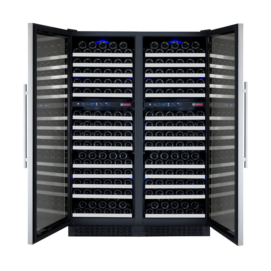 Allavino 47" Wide FlexCount II Tru-Vino 344 Bottle Four-Zone Stainless Steel Side-by-Side Wine Refrigerator BF 2X-VSWR172-2S20