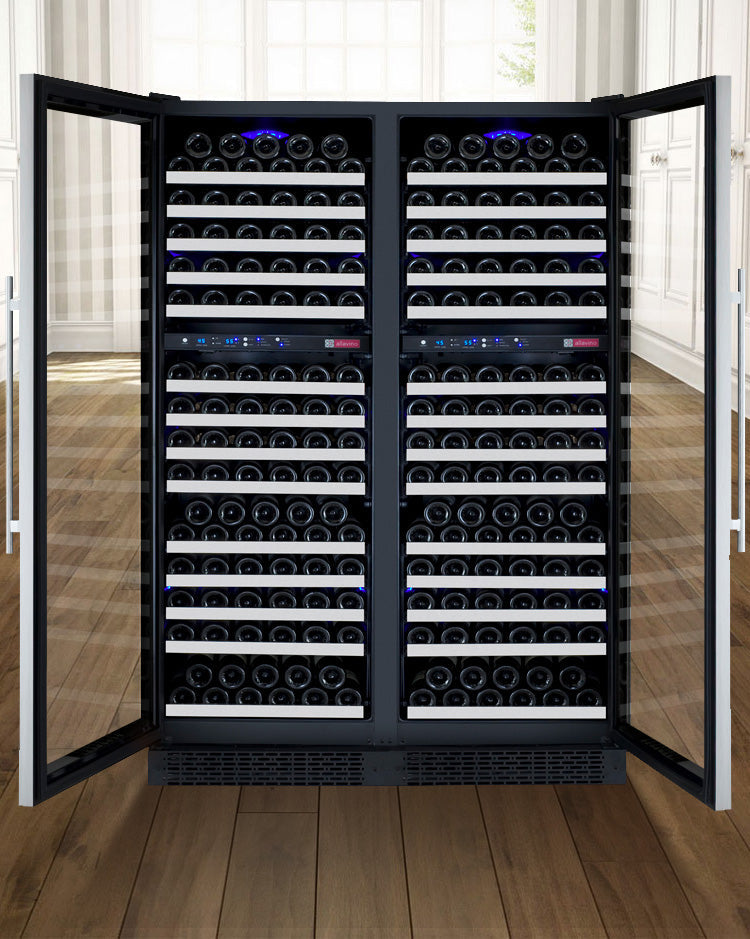 Allavino 47" Wide FlexCount II Tru-Vino 344 Bottle Four-Zone Stainless Steel Side-by-Side Wine Refrigerator BF 2X-VSWR172-2S20