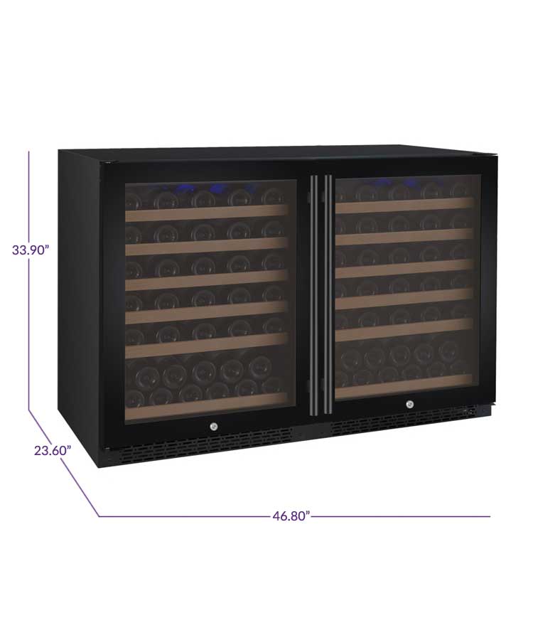 Allavino 47" Wide FlexCount II Tru-Vino 112 Bottle Dual Zone Black Side-by-Side Wine Refrigerator BF 2X-VSWR56-1B20