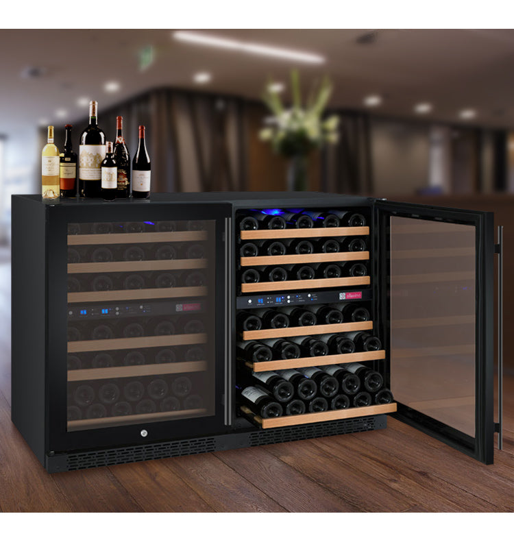 Allavino 47" Wide FlexCount II Tru-Vino 112 Bottle Dual Zone Black Side-by-Side Wine Refrigerator BF 2X-VSWR56-1B20