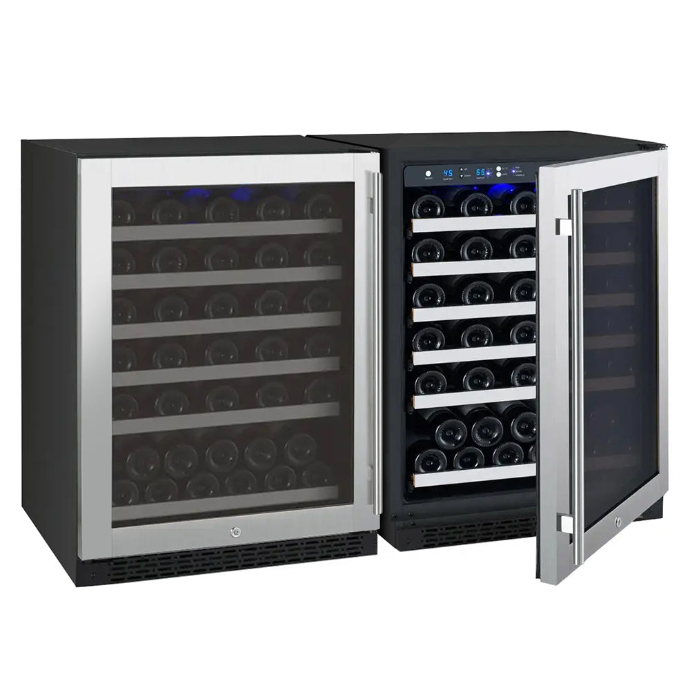 Allavino 47" Wide FlexCount II Tru-Vino 112 Bottle Dual-Zone Stainless Steel Side-by-Side Wine Refrigerator BF 2X-VSWR56-1S20