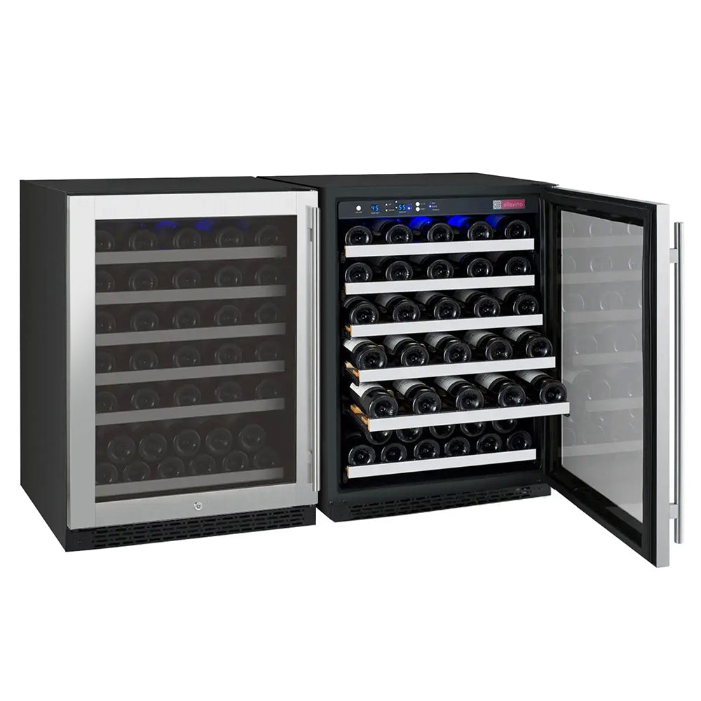 Allavino 47" Wide FlexCount II Tru-Vino 112 Bottle Dual-Zone Stainless Steel Side-by-Side Wine Refrigerator BF 2X-VSWR56-1S20