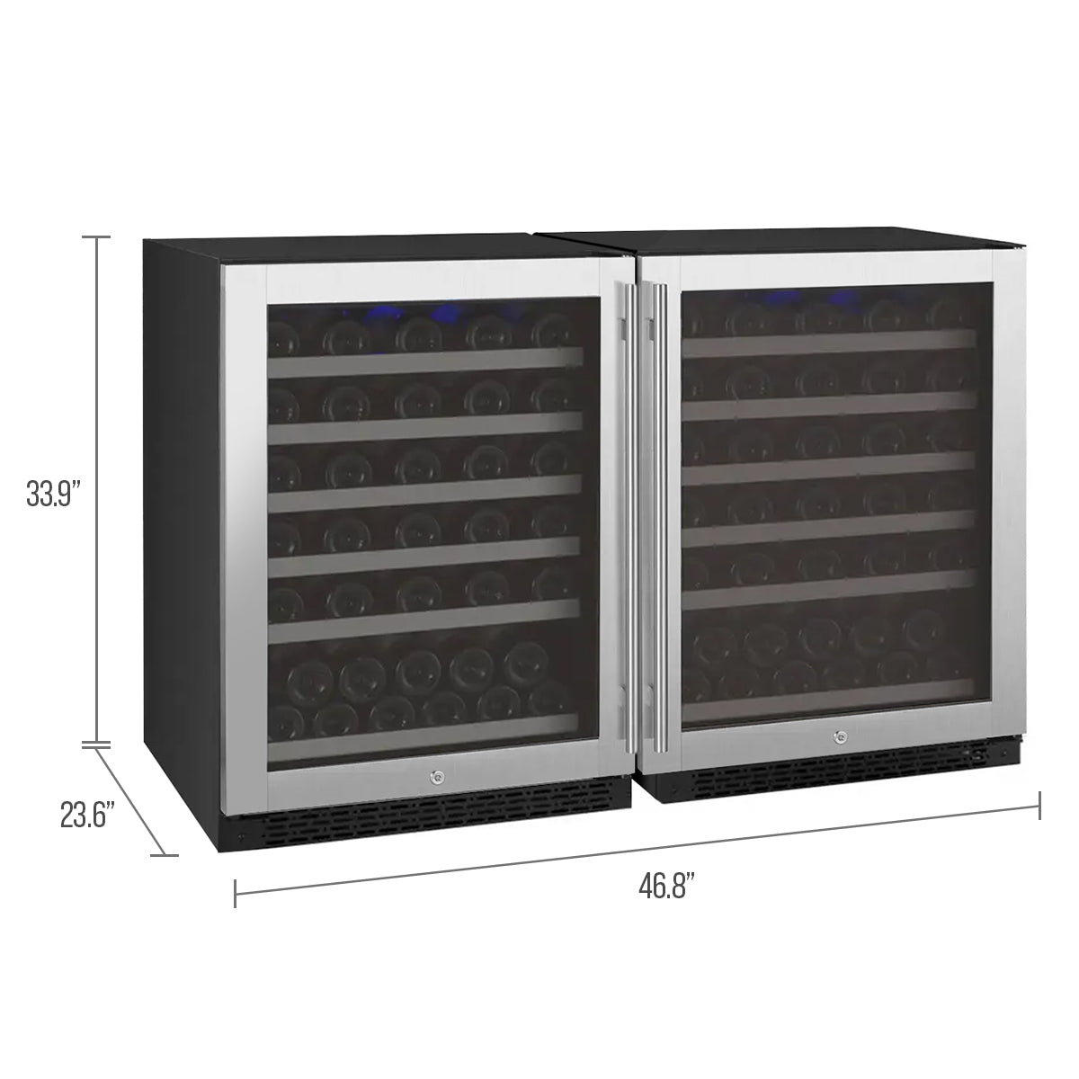 Allavino 47" Wide FlexCount II Tru-Vino 112 Bottle Dual-Zone Stainless Steel Side-by-Side Wine Refrigerator BF 2X-VSWR56-1S20