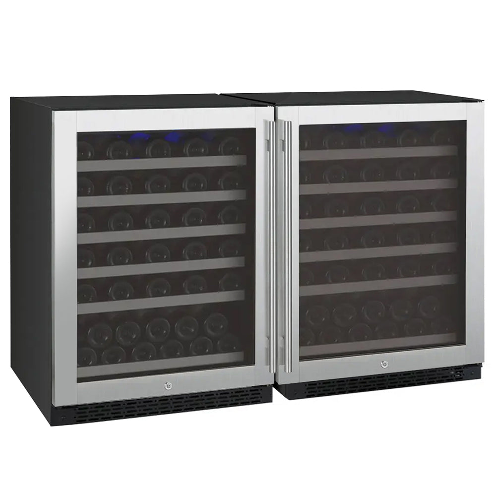 Allavino 47" Wide FlexCount II Tru-Vino 112 Bottle Dual-Zone Stainless Steel Side-by-Side Wine Refrigerator BF 2X-VSWR56-1S20