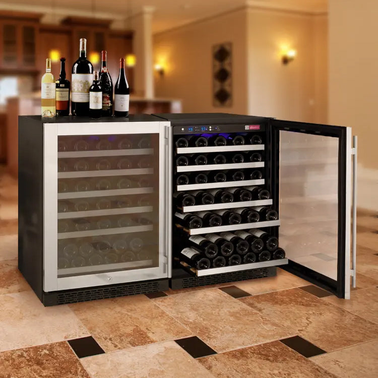 Allavino 47" Wide FlexCount II Tru-Vino 112 Bottle Dual-Zone Stainless Steel Side-by-Side Wine Refrigerator BF 2X-VSWR56-1S20