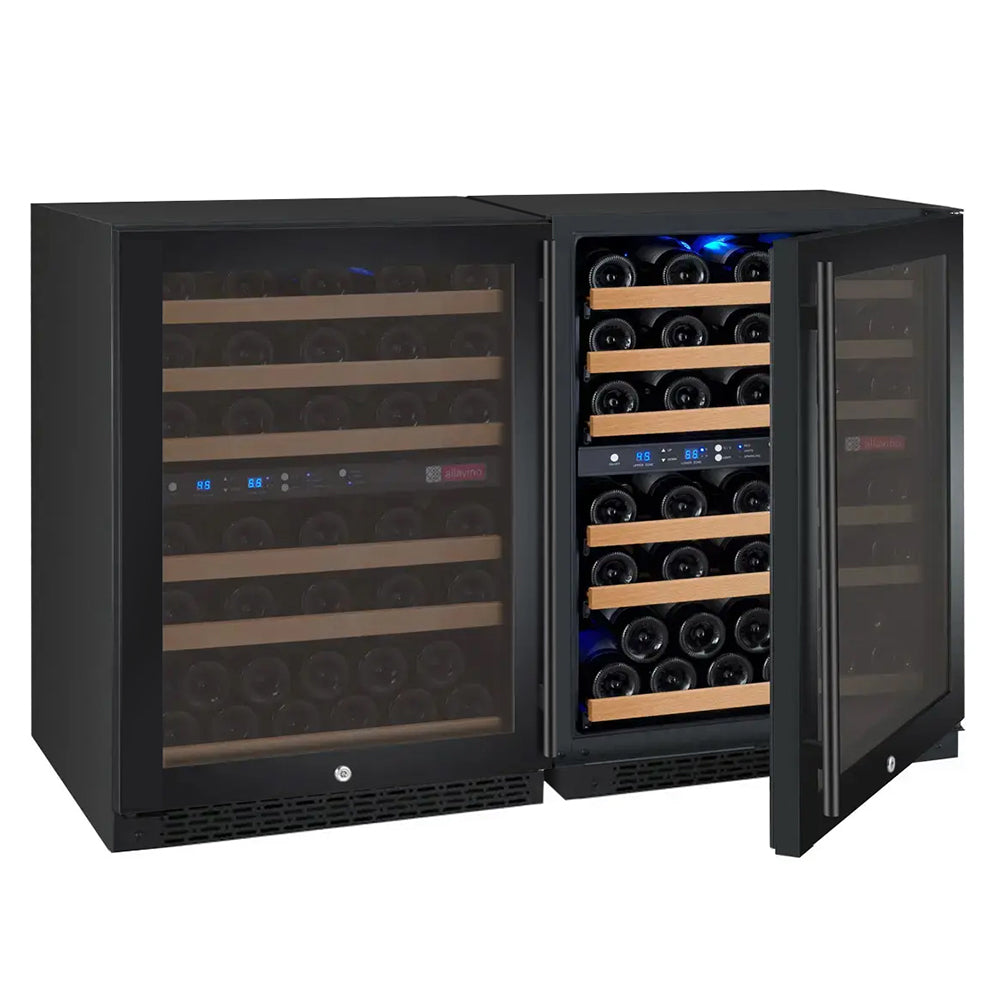 Allavino 47" Wide FlexCount II Tru-Vino 112 Bottle Four Zone Black Side-by-Side Wine Refrigerator  BF 2X-VSWR56-2B20