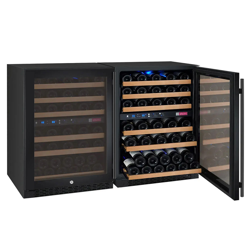 Allavino 47" Wide FlexCount II Tru-Vino 112 Bottle Four Zone Black Side-by-Side Wine Refrigerator  BF 2X-VSWR56-2B20