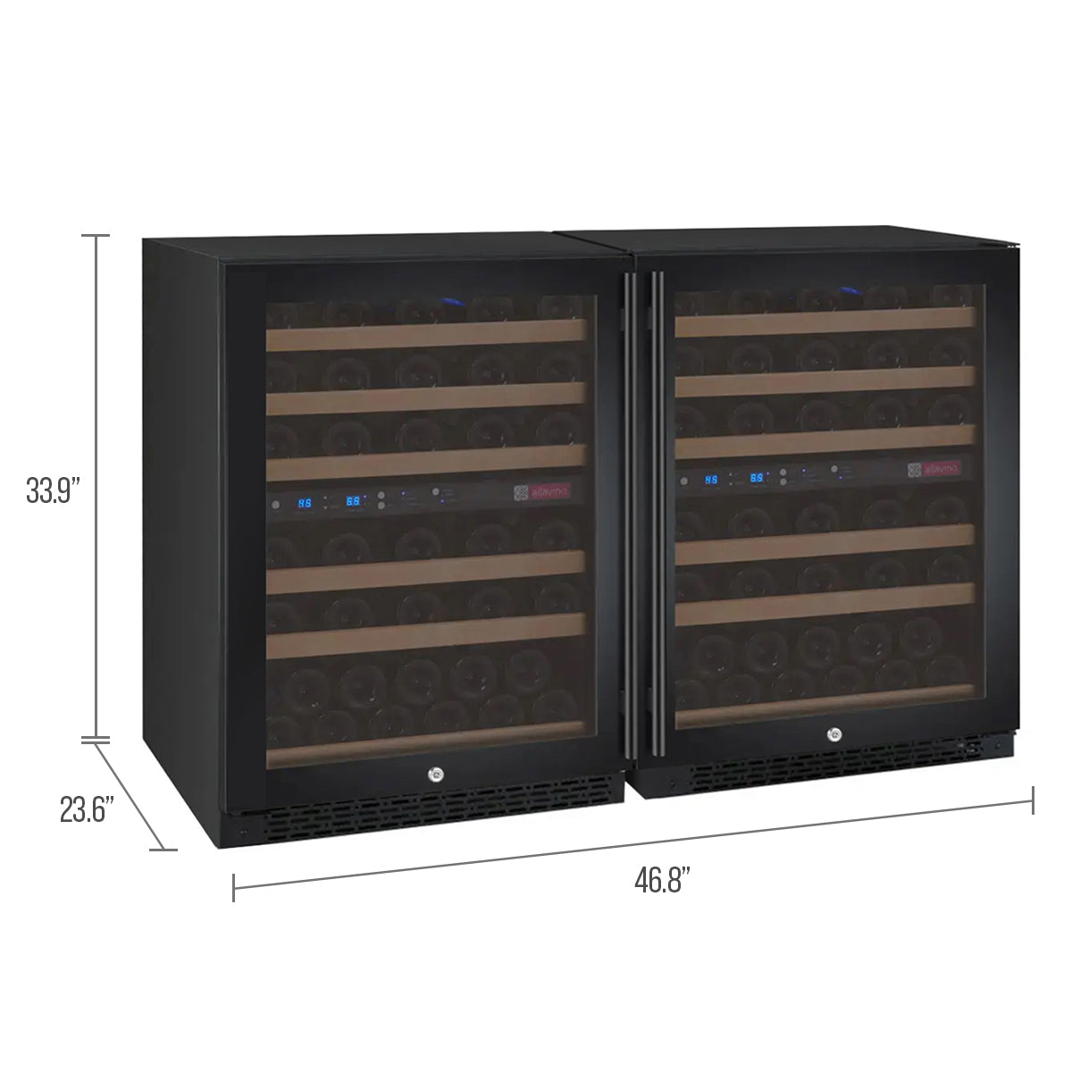 Allavino 47" Wide FlexCount II Tru-Vino 112 Bottle Four Zone Black Side-by-Side Wine Refrigerator  BF 2X-VSWR56-2B20