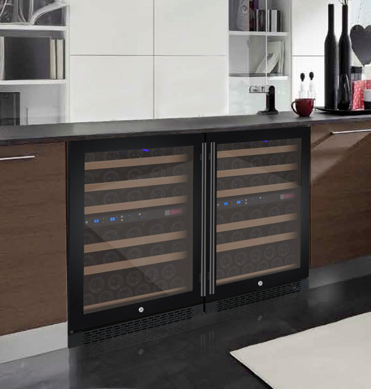 Allavino 47" Wide FlexCount II Tru-Vino 112 Bottle Four Zone Black Side-by-Side Wine Refrigerator  BF 2X-VSWR56-2B20