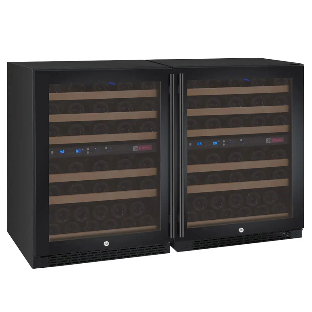 Allavino 47" Wide FlexCount II Tru-Vino 112 Bottle Four Zone Black Side-by-Side Wine Refrigerator  BF 2X-VSWR56-2B20