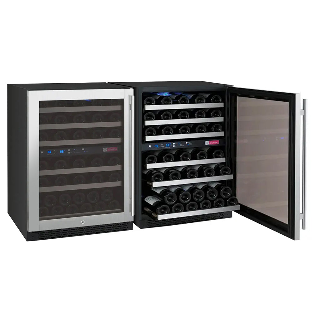 Allavino 47" Wide FlexCount II Tru-Vino 112 Bottle Four Zone Stainless Steel Side-by-Side Wine Refrigerator BF 2X-VSWR56-2S20