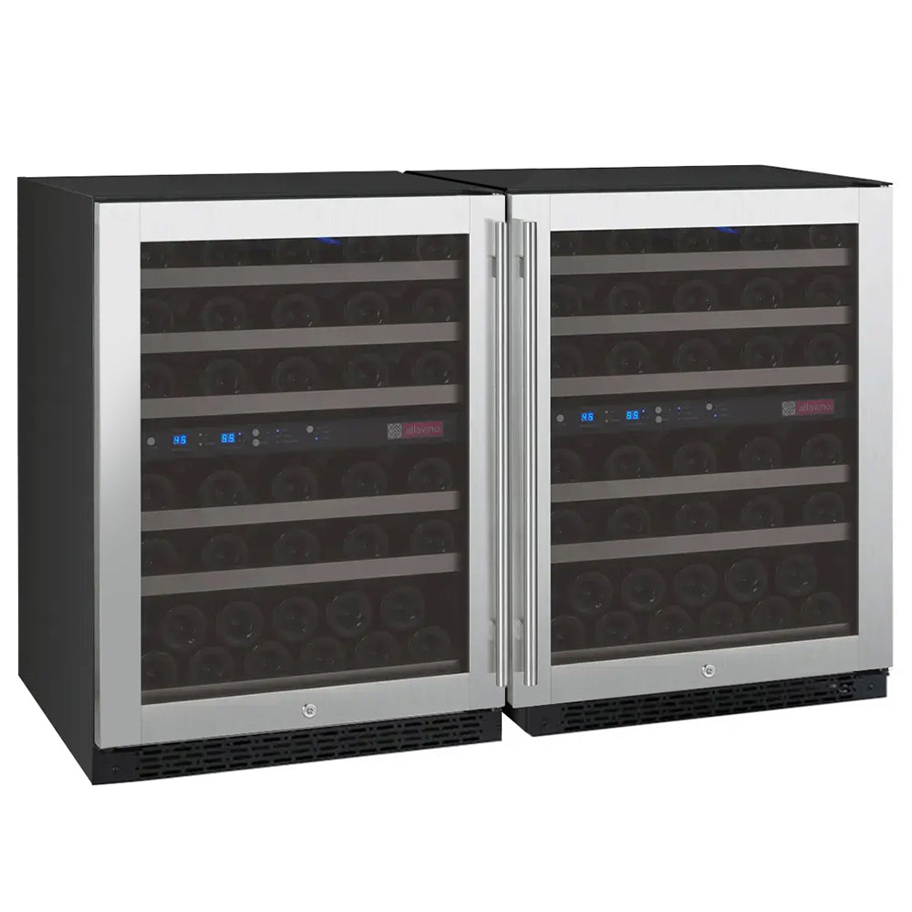 Allavino 47" Wide FlexCount II Tru-Vino 112 Bottle Four Zone Stainless Steel Side-by-Side Wine Refrigerator BF 2X-VSWR56-2S20
