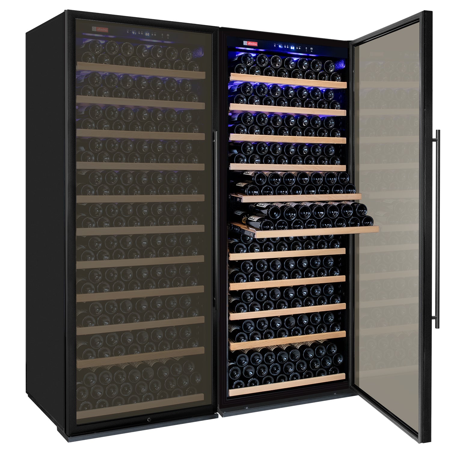 Allavino 63" Wide Vite II Tru-Vino 554 Bottle Dual Zone Black Side-by-Side Wine Refrigerator  BF 2X-YHWR305-1B20