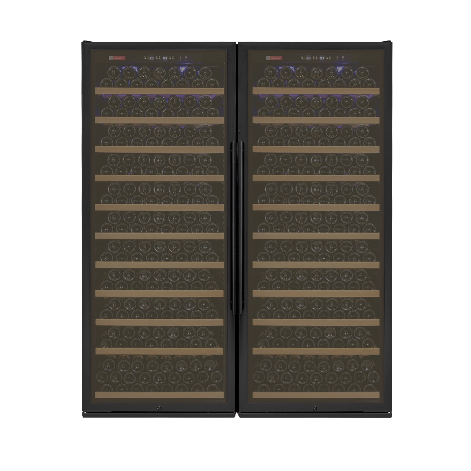 Allavino 63" Wide Vite II Tru-Vino 554 Bottle Dual Zone Black Side-by-Side Wine Refrigerator  BF 2X-YHWR305-1B20