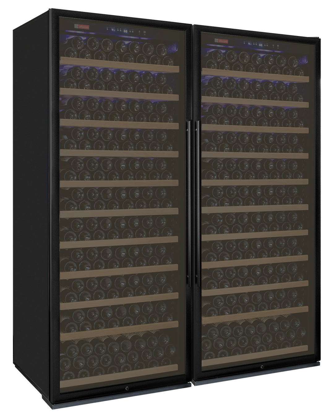 Allavino 63" Wide Vite II Tru-Vino 554 Bottle Dual Zone Black Side-by-Side Wine Refrigerator  BF 2X-YHWR305-1B20