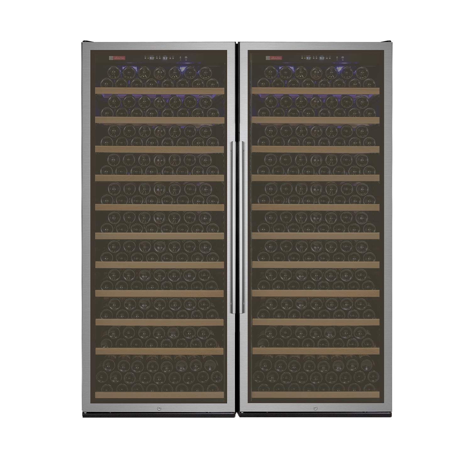Allavino 63" Wide Vite II Tru-Vino 554 Bottle Dual Zone Stainless Steel Side-by-Side Wine Refrigerator BF 2X-YHWR305-1S20