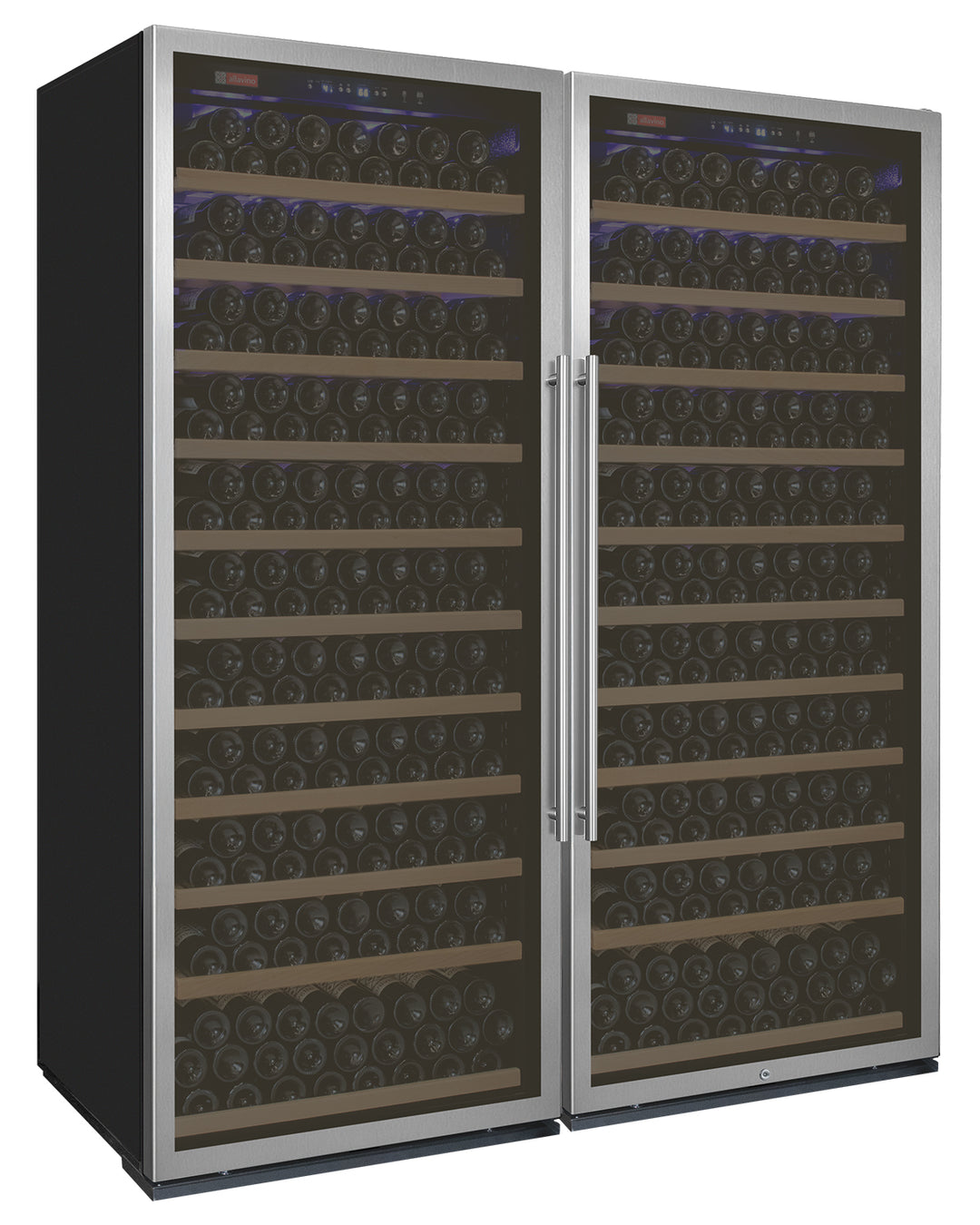 Allavino 63" Wide Vite II Tru-Vino 554 Bottle Dual Zone Stainless Steel Side-by-Side Wine Refrigerator BF 2X-YHWR305-1S20