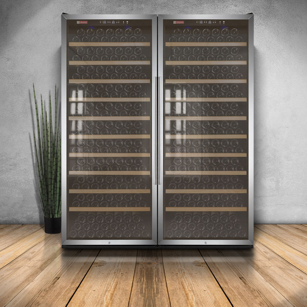 Allavino 63" Wide Vite II Tru-Vino 554 Bottle Dual Zone Stainless Steel Side-by-Side Wine Refrigerator BF 2X-YHWR305-1S20