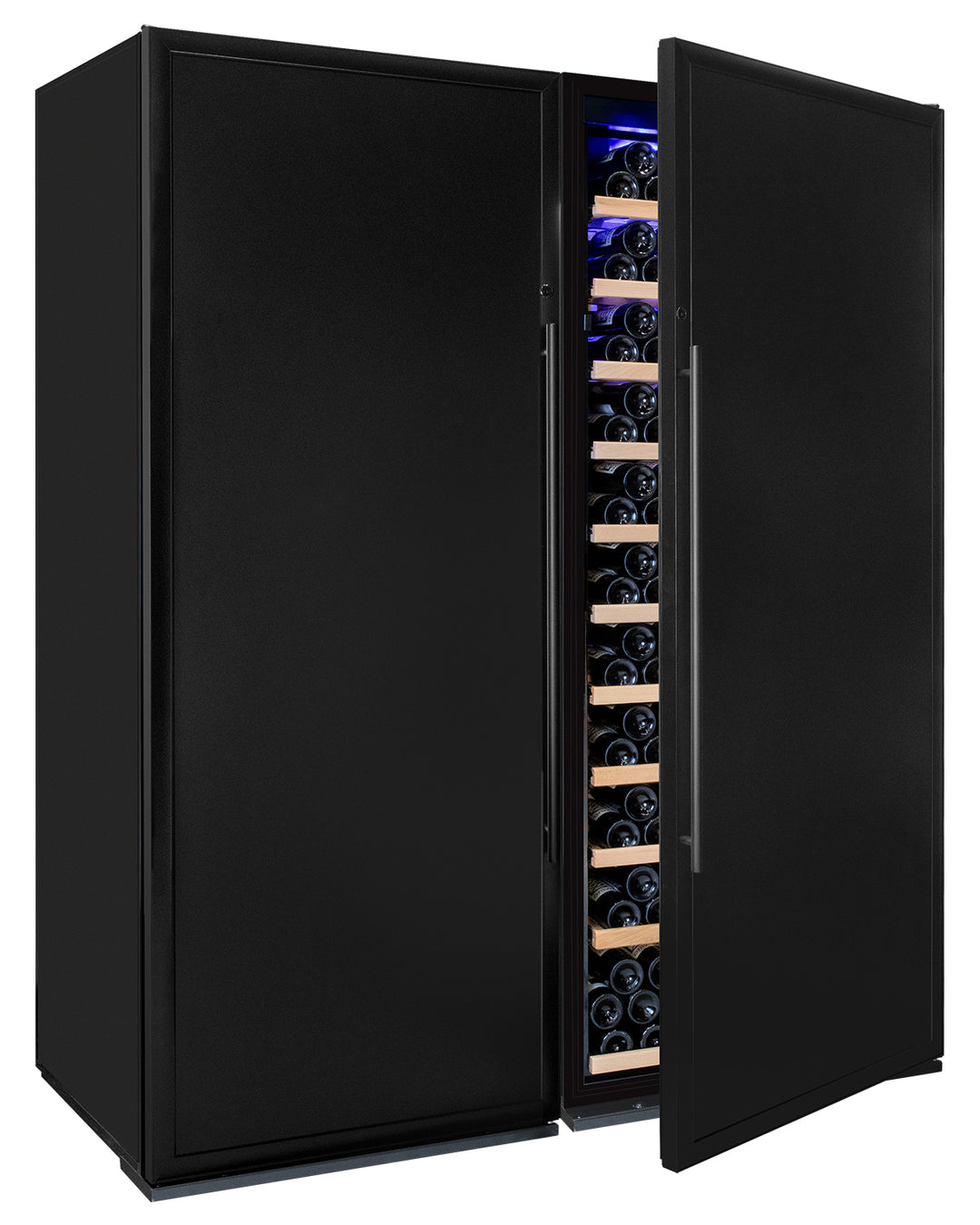 Allavino 63" Wide Vite II Tru-Vino 610 Bottle Dual Zone Solid Black Door Side-by-Side Wine Refrigerator BF 2X-YHWR305-SD