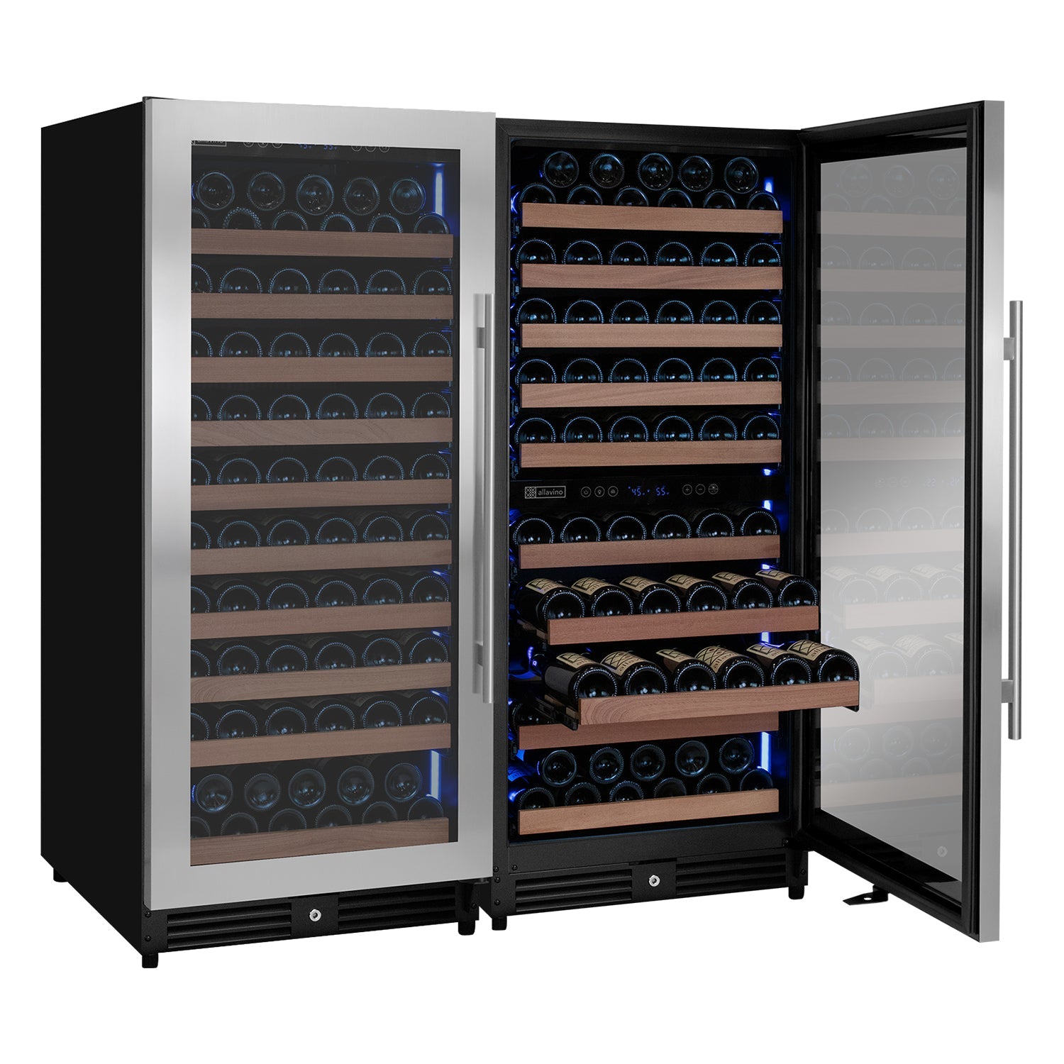 Allavino 238 Bottle 55" Tall Three Zone Side-by-Side Stainless Steel Wine Refrigerator BF 3Z-VSW11955-S