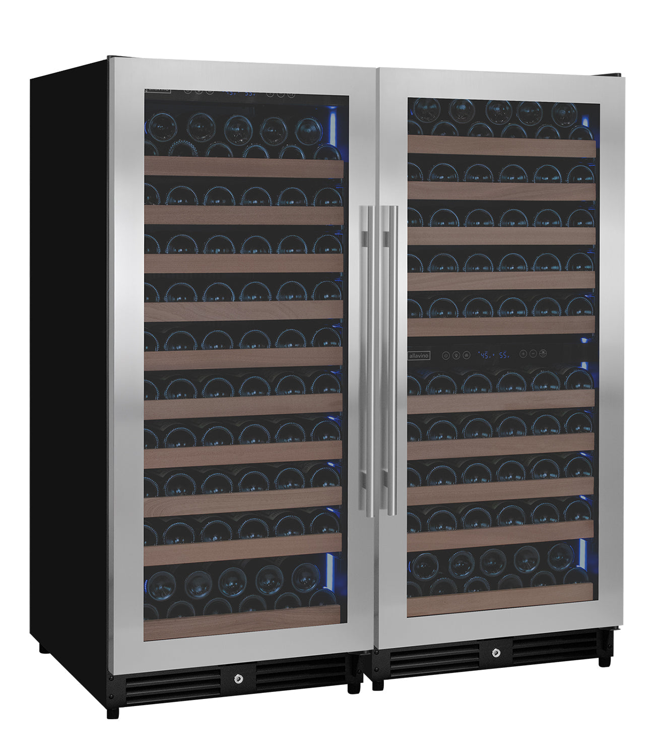 Allavino 238 Bottle 55" Tall Three Zone Side-by-Side Stainless Steel Wine Refrigerator BF 3Z-VSW11955-S