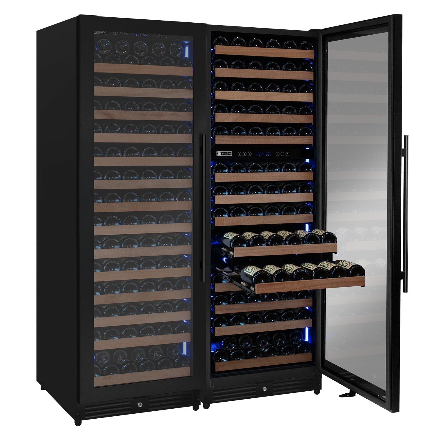 Allavino Reserva Series 317 Bottle Three Zone Tall Side-by-Side Wine Refrigerators with Black Metal Doors  BF 3Z-VSW15471-B