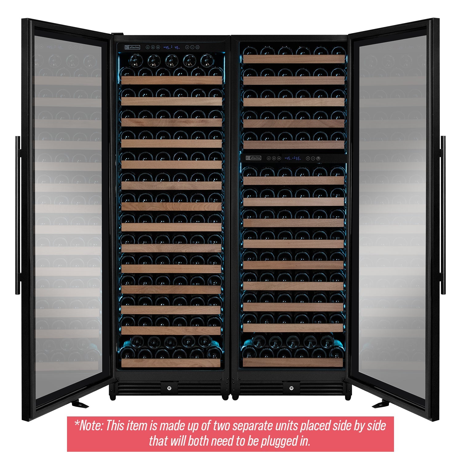 Allavino Reserva Series 317 Bottle Three Zone Tall Side-by-Side Wine Refrigerators with Black Metal Doors  BF 3Z-VSW15471-B