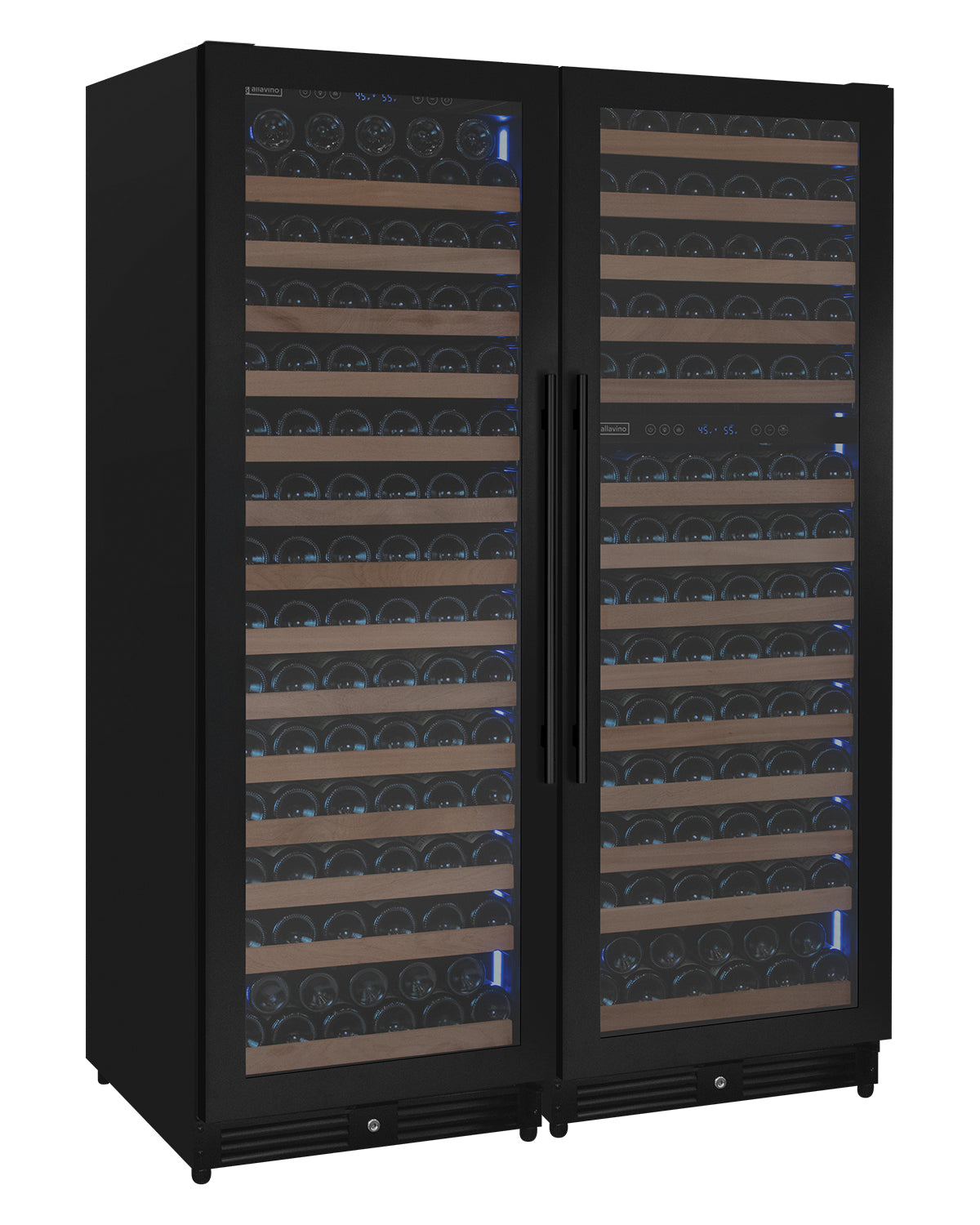 Allavino Reserva Series 317 Bottle Three Zone Tall Side-by-Side Wine Refrigerators with Black Metal Doors  BF 3Z-VSW15471-B