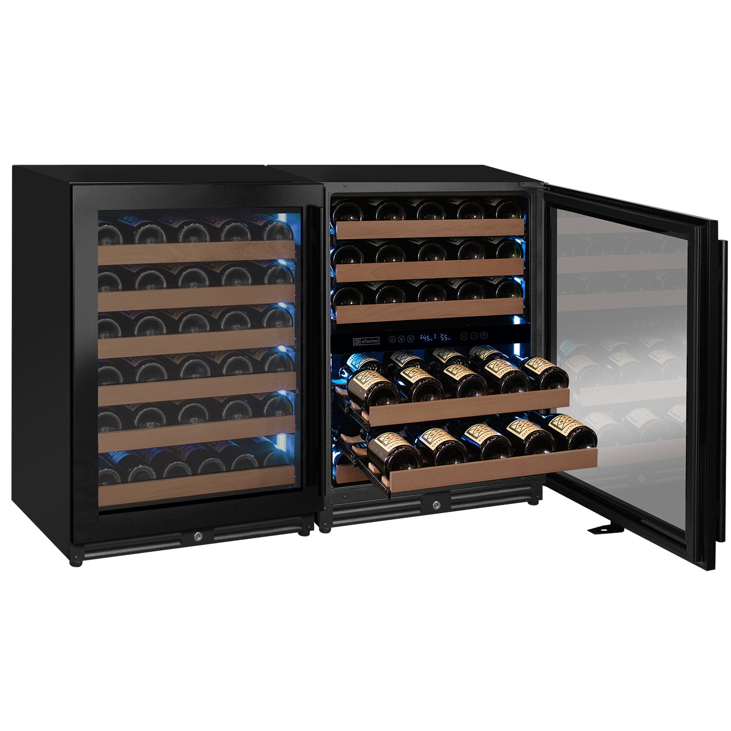 Allavino Reserva Series 102 Bottle Three Zone Built-in Luxury Wine Refrigerator with Black Metal Doors - Side-by-Side  BF 3Z-VSW5134-B