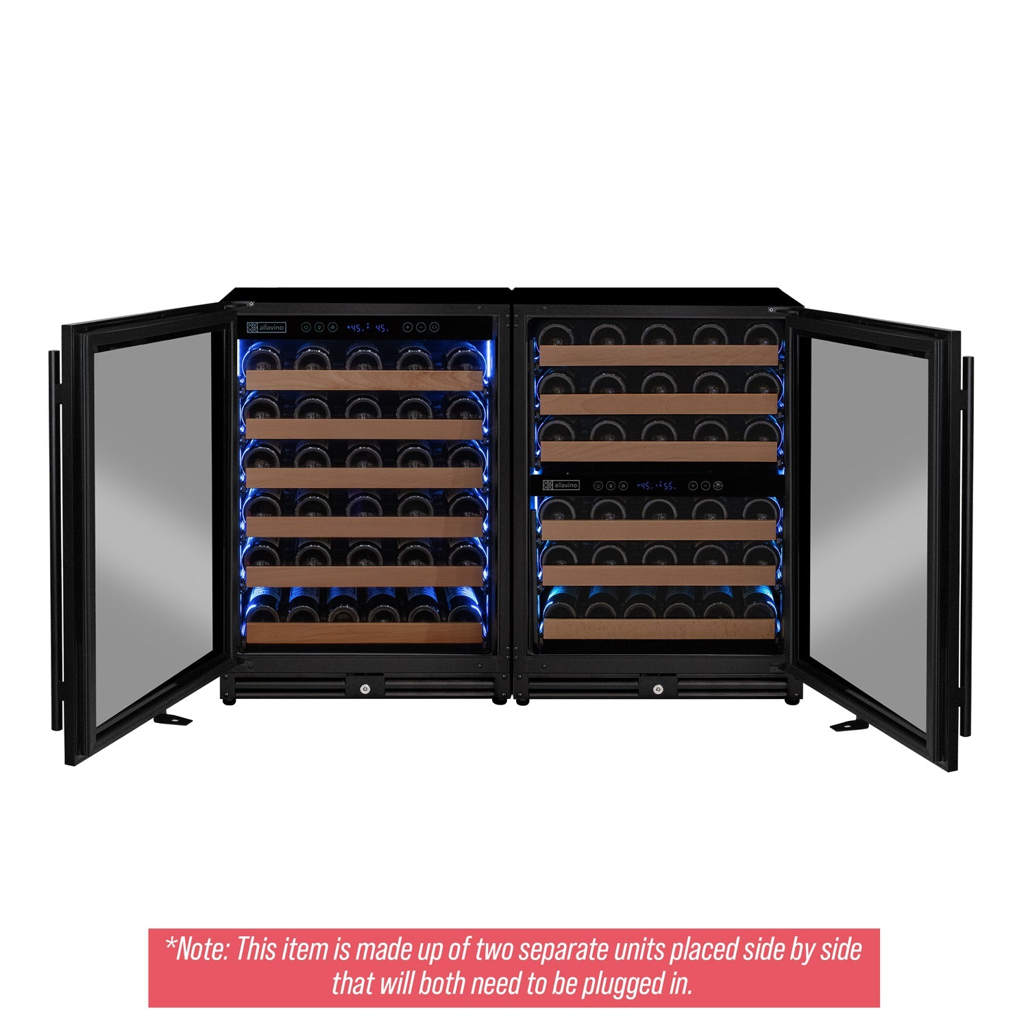 Allavino Reserva Series 102 Bottle Three Zone Built-in Luxury Wine Refrigerator with Black Metal Doors - Side-by-Side  BF 3Z-VSW5134-B