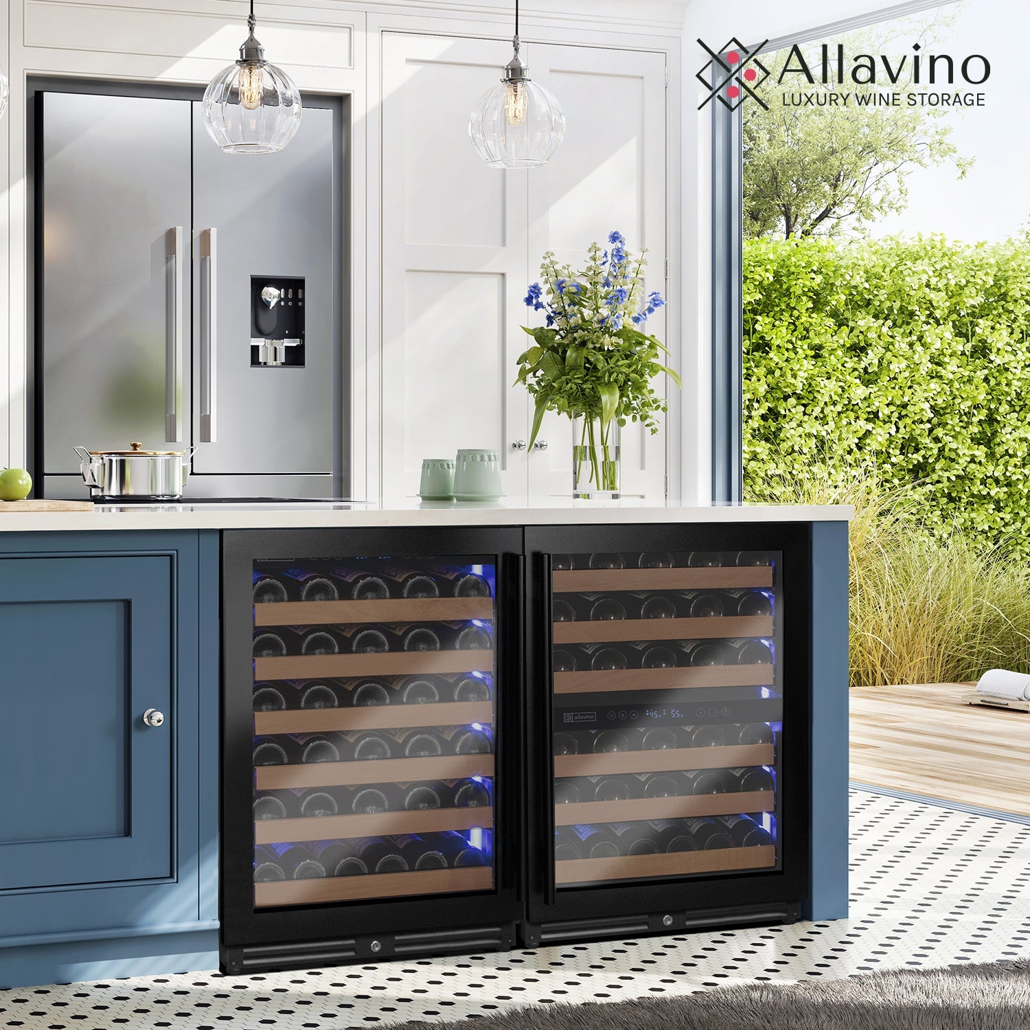 Allavino Reserva Series 102 Bottle Three Zone Built-in Luxury Wine Refrigerator with Black Metal Doors - Side-by-Side  BF 3Z-VSW5134-B