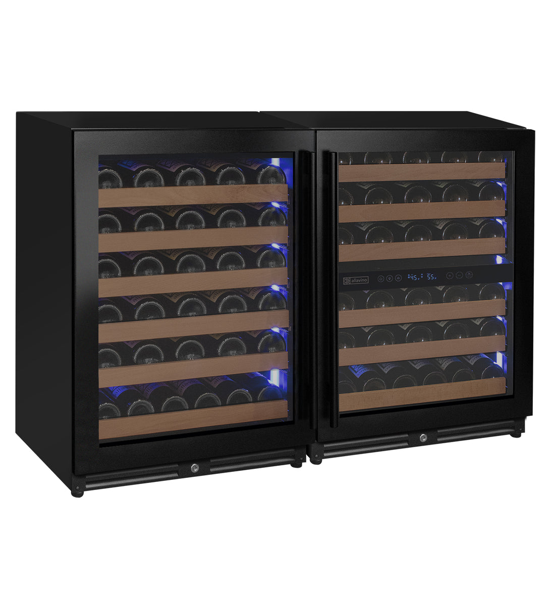 Allavino Reserva Series 102 Bottle Three Zone Built-in Luxury Wine Refrigerator with Black Metal Doors - Side-by-Side  BF 3Z-VSW5134-B