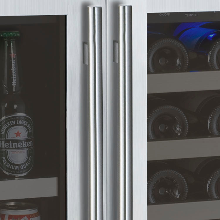 Allavino 30" Wide FlexCount II Tru-Vino 30 Bottle/88 Can Dual Zone Stainless Steel Built-In Wine Refrigerator/Beverage Center  AO VSWB30-2SF20