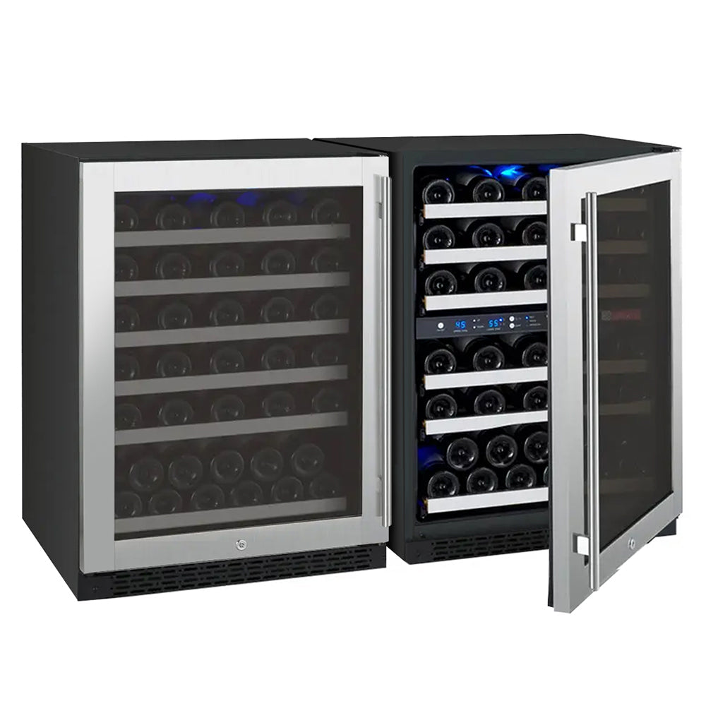 Allavino 47" Wide FlexCount II Tru-Vino 112 Bottle Three Zone Stainless Steel Side-by-Side Wine Refrigerator BF 3Z-VSWR5656-S20