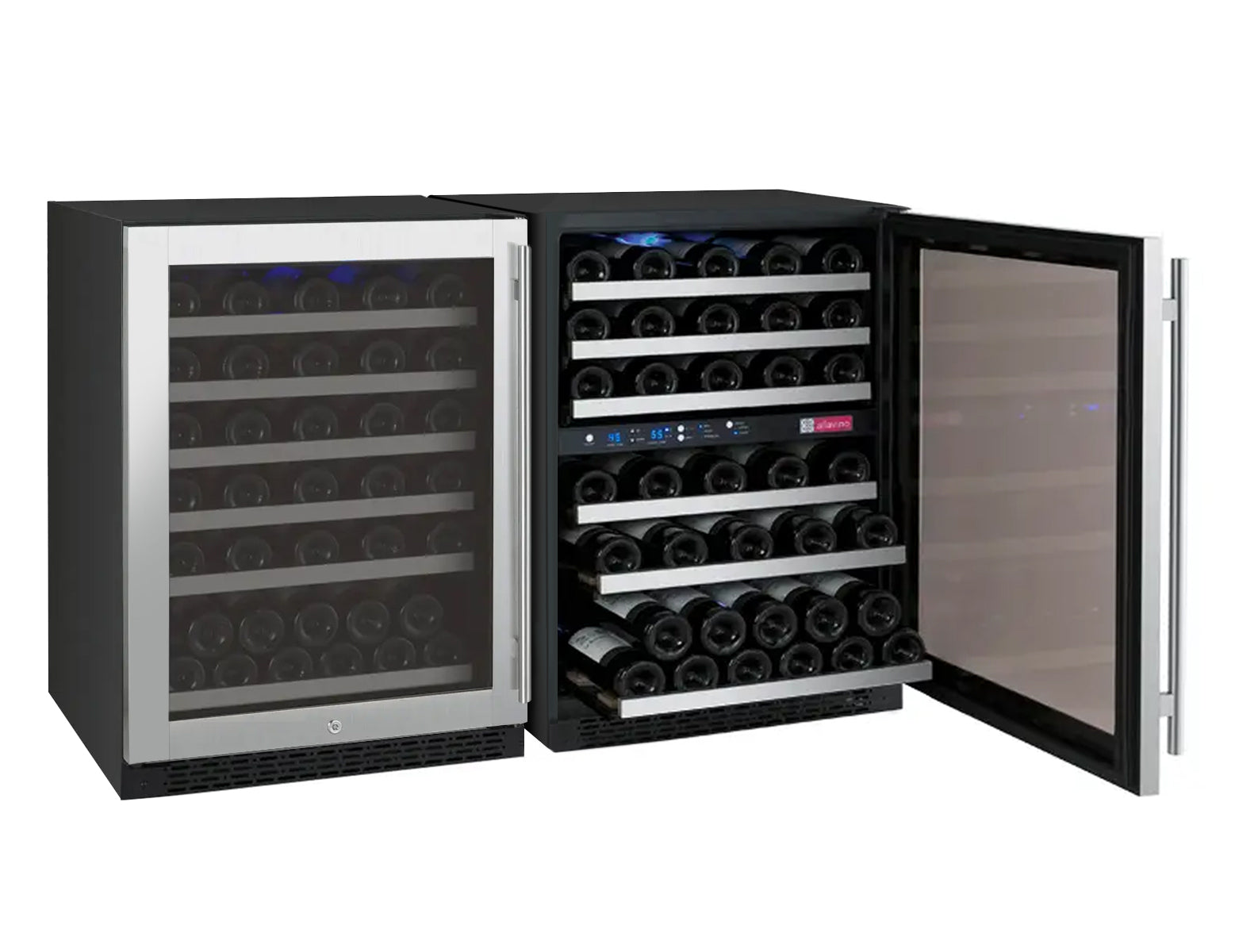 Allavino 47" Wide FlexCount II Tru-Vino 112 Bottle Three Zone Stainless Steel Side-by-Side Wine Refrigerator BF 3Z-VSWR5656-S20