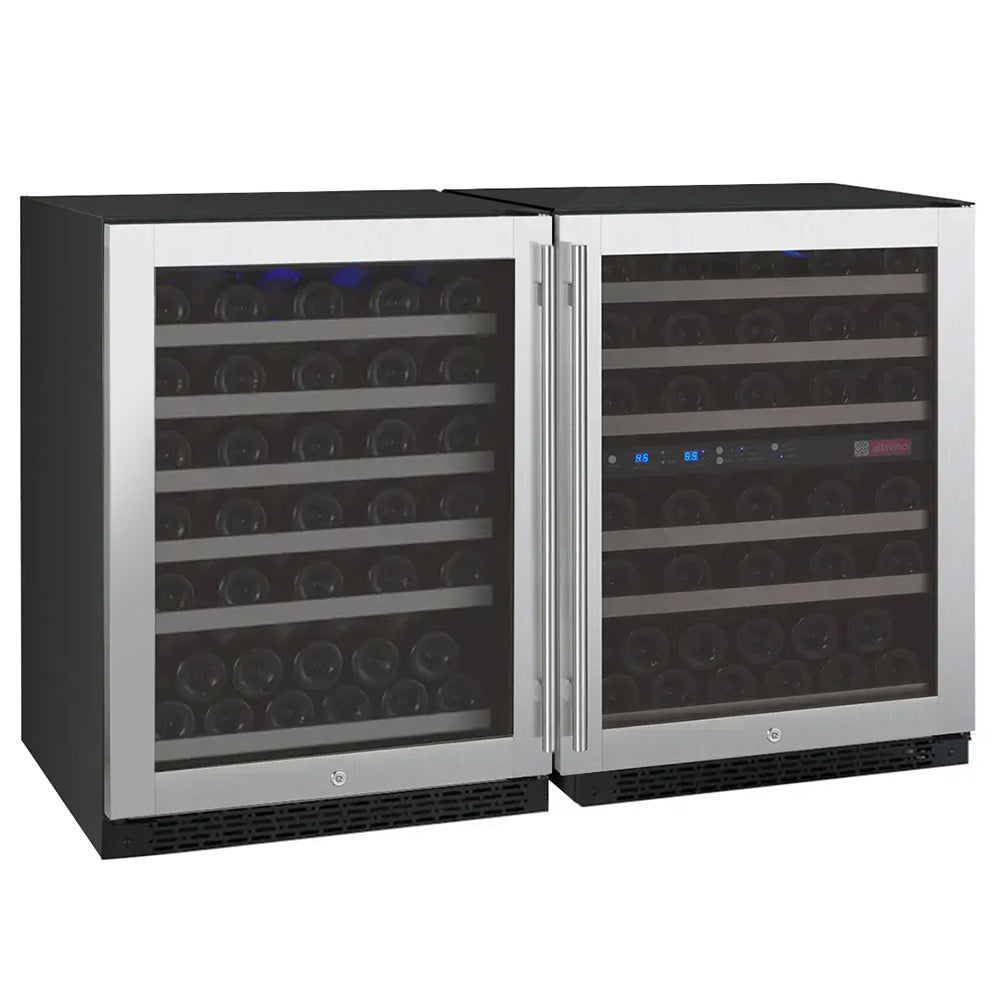 Allavino 47" Wide FlexCount II Tru-Vino 112 Bottle Three Zone Stainless Steel Side-by-Side Wine Refrigerator BF 3Z-VSWR5656-S20