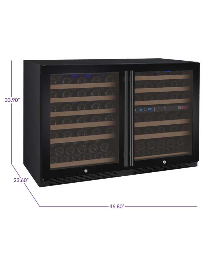 Allavino 47" Wide FlexCount II Tru-Vino 112 Bottle Three Zone Black Side-by-Side Wine Refrigerator  BF 3Z-VSWR5656-B20