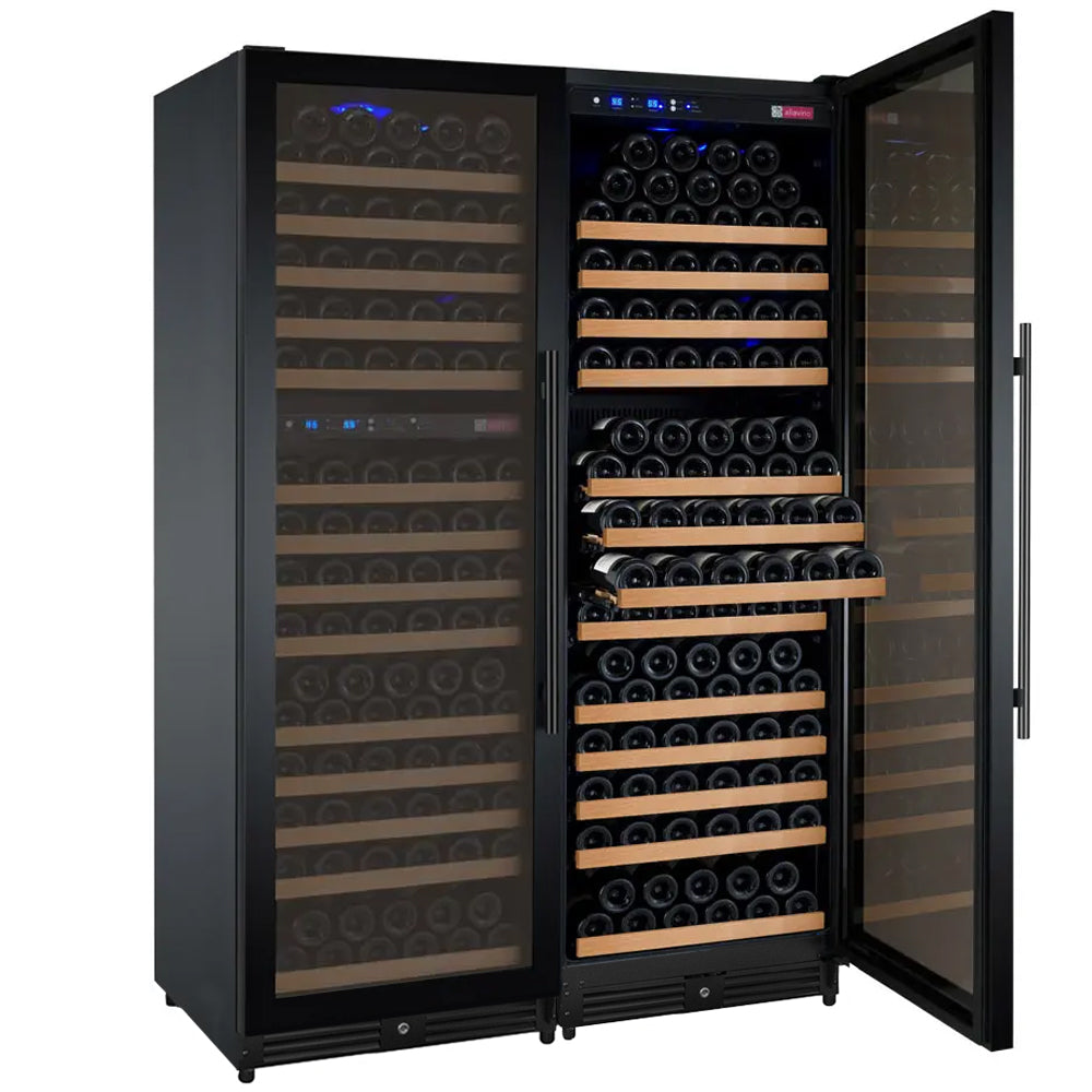 Allavino 47" Wide FlexCount II Tru-Vino 349 Bottle Three Zone Black Side-by-Side Wine Refrigerator BF 3Z-VSWR7772-B20
