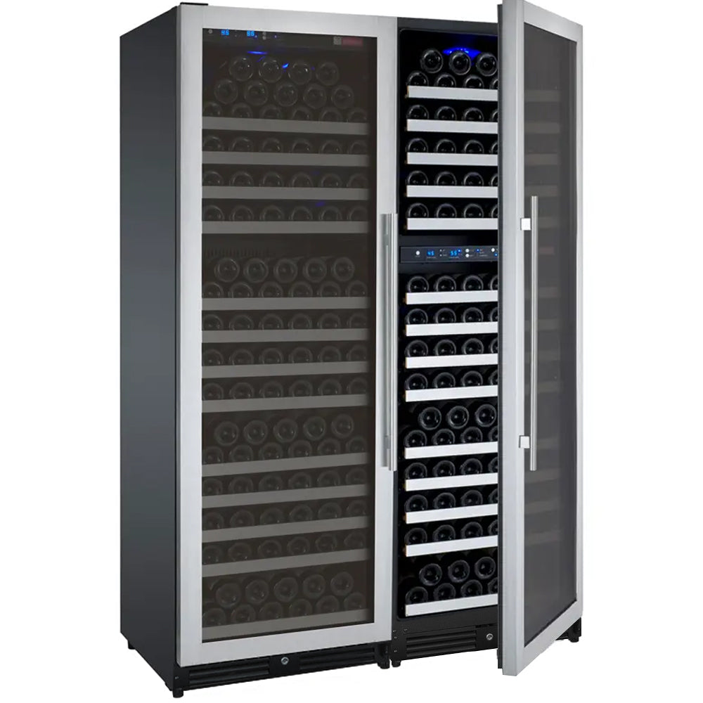 Allavino 47" Wide FlexCount II Tru-Vino 349 Bottle Three Zone Stainless Steel Side-by-Side Wine Refrigerator BF 3Z-VSWR7772-S20