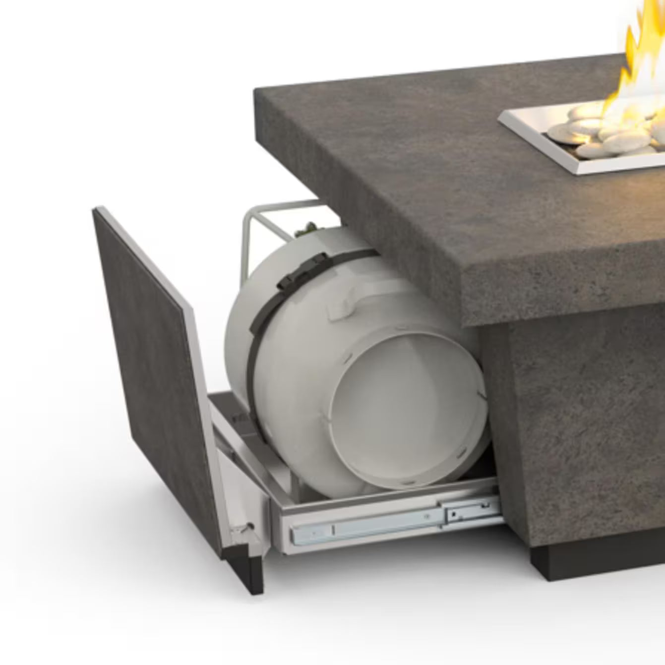 American Fyre Designs Contempo LP Select 52 Inch Rectangular GFRC Propane Fire Pit Table in Dark Basalt 785-DB-11-M4PC