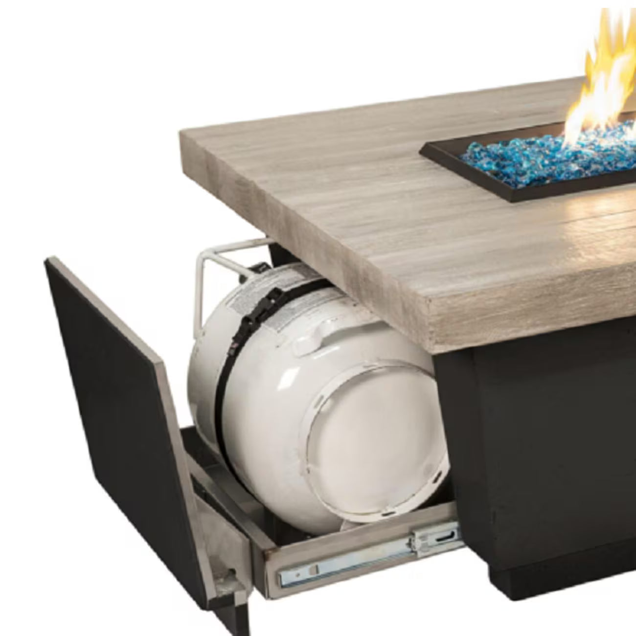 American Fyre Designs Contempo LP Select 52 Inch Rectangular GFRC Propane Fire Pit Table in Silver Pine 785-BA-SP-M4PC