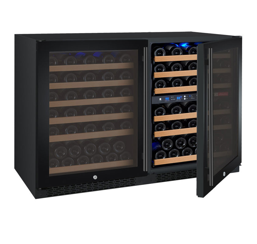 Allavino 47" Wide FlexCount II Tru-Vino 112 Bottle Three Zone Black Side-by-Side Wine Refrigerator  BF 3Z-VSWR5656-B20