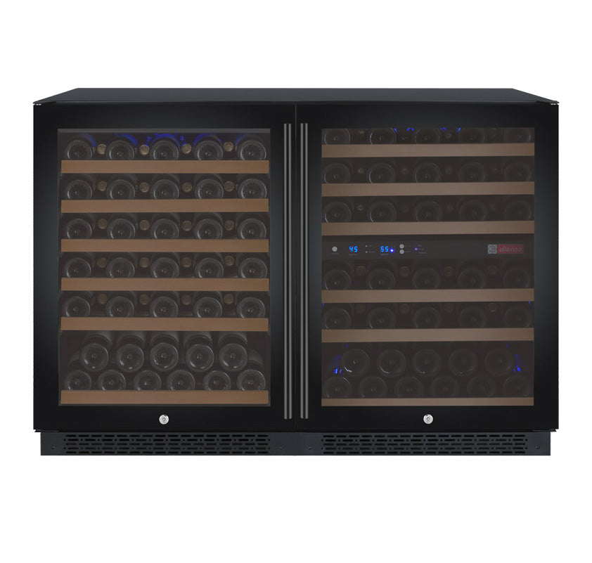 Allavino 47" Wide FlexCount II Tru-Vino 112 Bottle Three Zone Black Side-by-Side Wine Refrigerator  BF 3Z-VSWR5656-B20