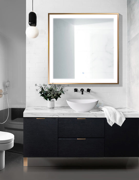 Krugg Soho 36″ X 36″ Gold LED Bathroom Mirror SOHO3636G
