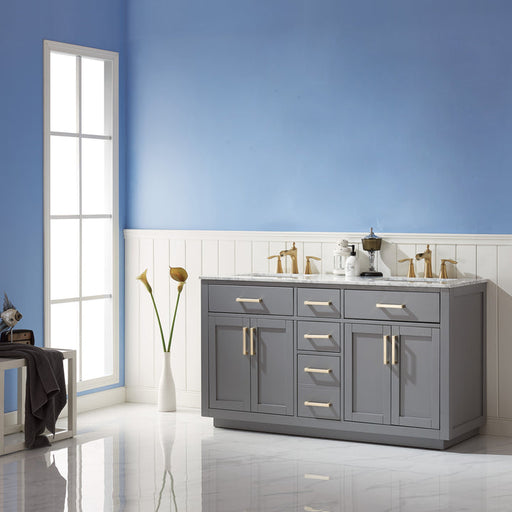 Altair Ivy 60" Double Bathroom Vanity Set with Carrara White Marble Countertop