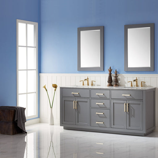 Altair Ivy 72" Double Bathroom Vanity Set with Carrara White Marble Countertop