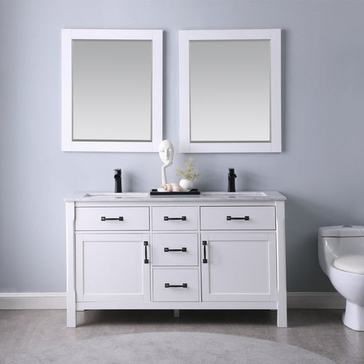Altair Maribella 60" Double Bathroom Vanity Set with Carrara White Marble Countertop)