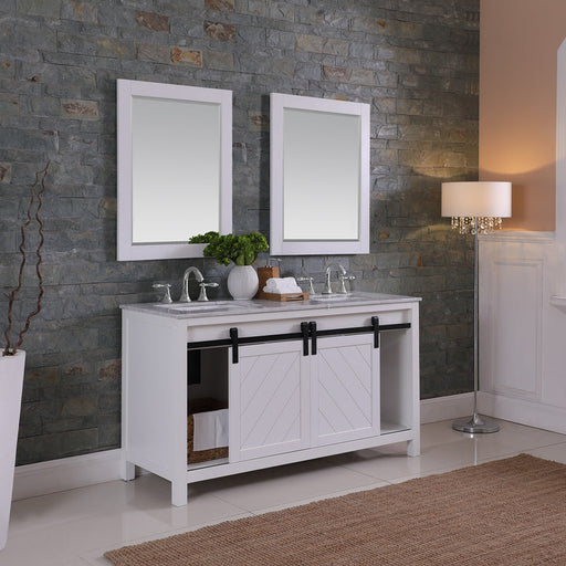 Altair Kinsley 60" Double Bathroom Vanity Set with Carrara White Marble Countertop