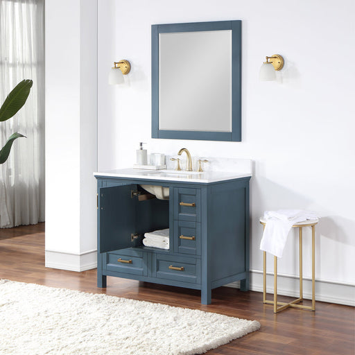 Altair Isla 42" Single Bathroom Vanity Set with Composite Aosta White Stone Countertop