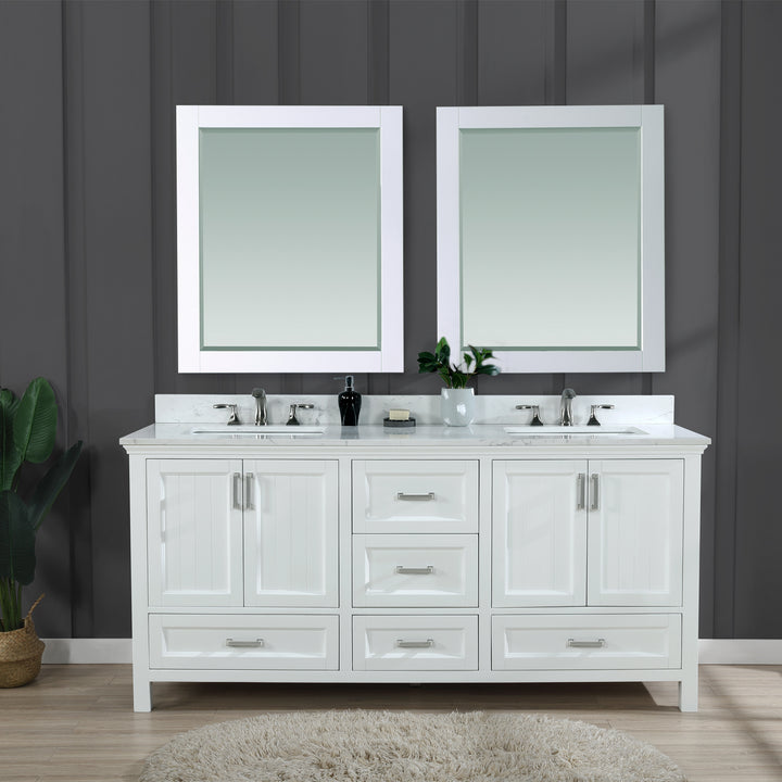 Altair Isla 72" Double Bathroom Vanity Set with Aosta White Marble Countertop